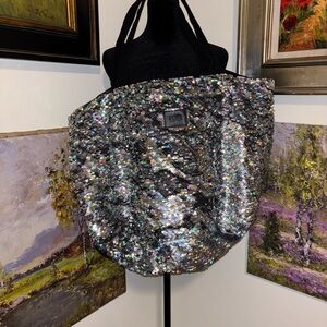 🌹 PINK Victoria's Secret Silver Sequin Tote Bag